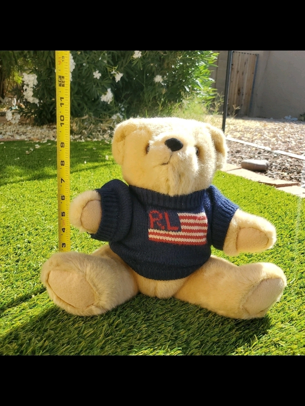 Vintage RL Ralph Lauren Polo Plush Teddy Bear 1996 Jointed Flag Sweater Rare